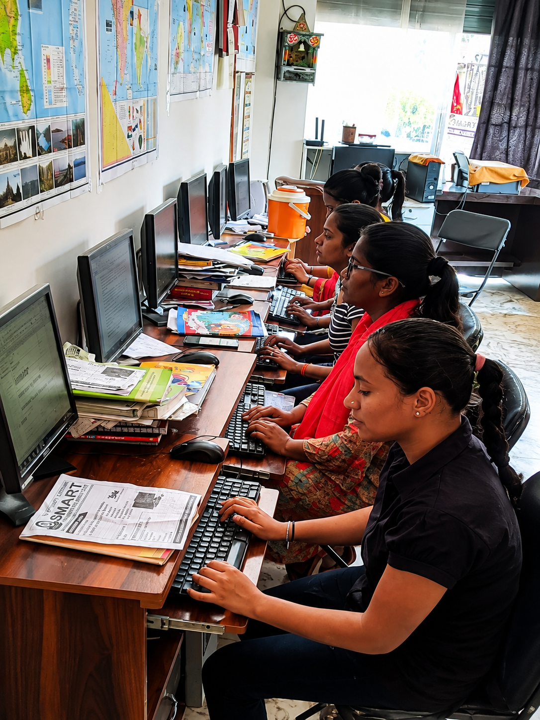 Students learning at SCI Tech computer lab in Delhi